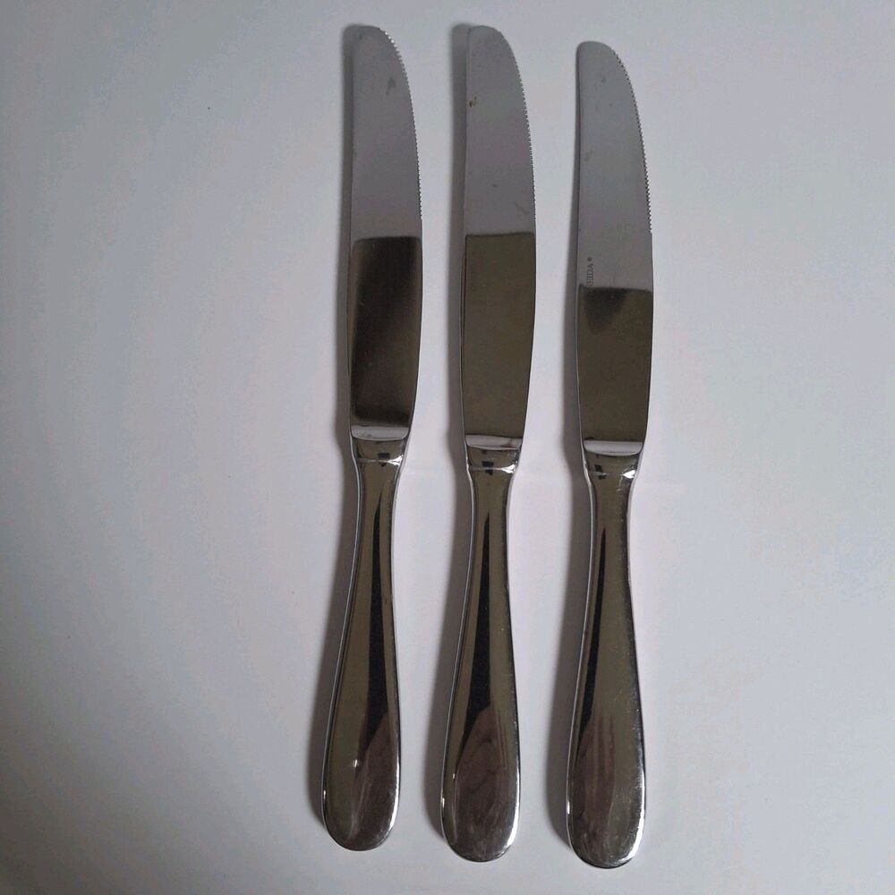 Oneida Mooncrest Set of 3 Dinner Knives Stainless Steel Flatware 9.5"